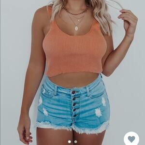 Hope’s Cropped Peach Tank Top NEW Large